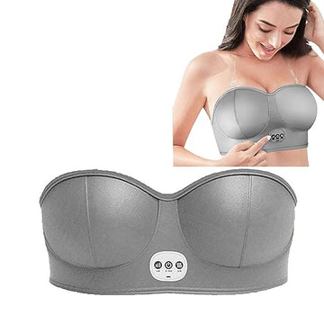 ERICSF Smart Electric Breast Massager USB Rechargeable Bra with Smart Heating Function - Breast Massager for Breast Growth and Firming (Gray)