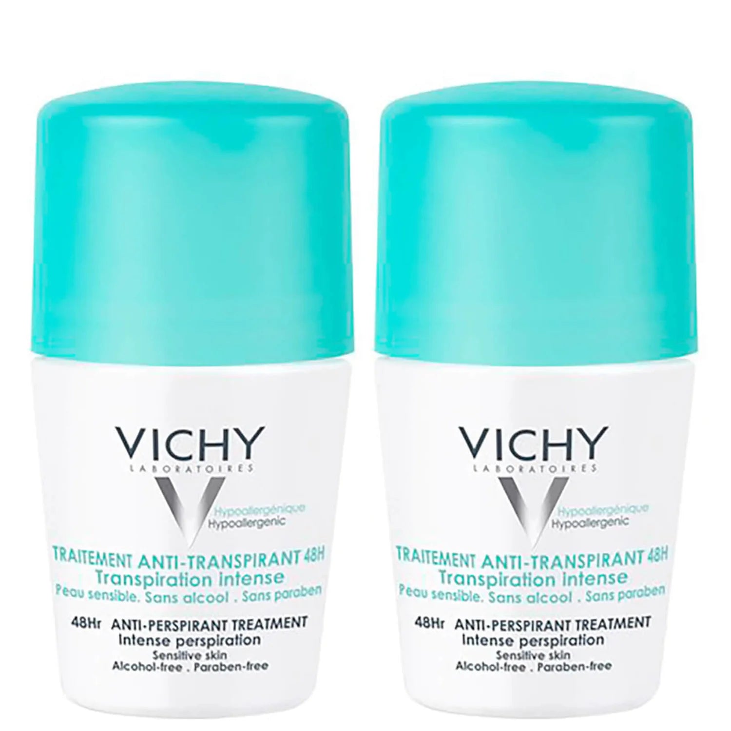 Vichy 48 Hour Intensive Antiperspirant Roll-on Deodorant for Sensitive Skin Bundle 2 x 50ml