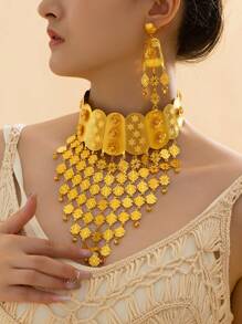 3pcs/Set Elegant Golden Jewelry Set, Fashionable Costume Jewelry Set For Women, Dubai Style