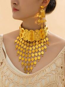 3pcs/Set Elegant Golden Jewelry Set, Fashionable Costume Jewelry Set For Women, Dubai Style