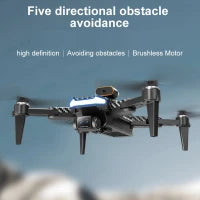 Remote Control Drone with Camera 8K Dual Camera 5GWIFI 5-sided Infrared Obstacle Avoidance Brushless Motor Optical Flow Localization Remote Control Quadcopter for Kids Adults with Storage Bag 3 blue grey, no GPS-3 battery