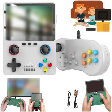 X6 Game Console, X6 Retro Game Console 15000+ Games, 3.5 Inch Screen Mini Retro Game Console,Retro Video Games Console Supported 11 Emulators , Game Console X6 Supports 2 Player (White)