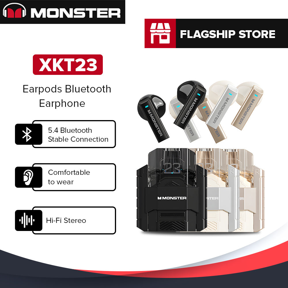 Monster XKT23 HIFI Stereo Gaming Earphone True Wireless Bluetooth 5.4 Headsets TWS Bluetooth Earphones with Microphone Robot Design Touch HiFi Stereo Earphone Wireless Earbuds Bluetooth Headsets with Mic