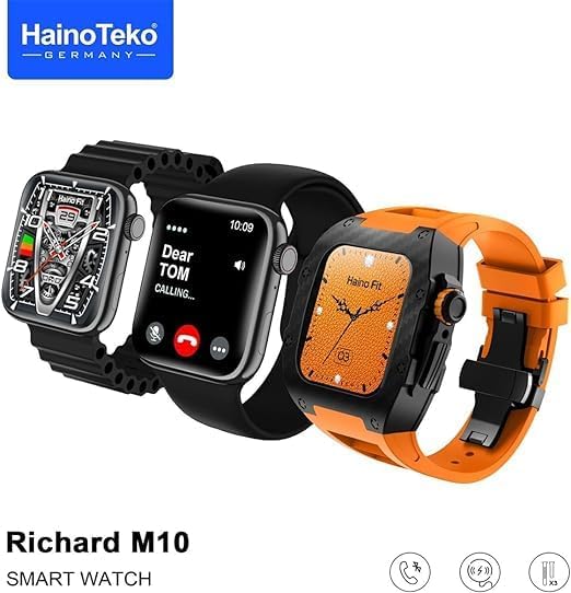 Haino Teko Germany Richard M10 smart watch with wireless charger 2 pair strap and inbuilt protection case strap for men's and boys