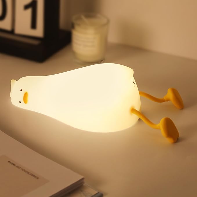 Duck Night Light for Kids: Dimmable Squishy Duck Lamp, Rechargeable Silicone Nightlight, 30Min Timed Touch Night Light for Baby, Cute Room Decor for Toddler & Children