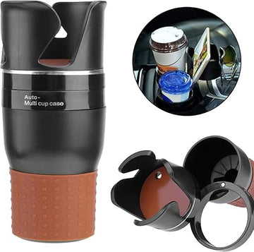 Multifunctional Car Cup Holder - Vehicle-Mounted Water Cup Drink Holder Dual Cup Mount Extender Organizer 360° Rotating Base Adjustable (A)