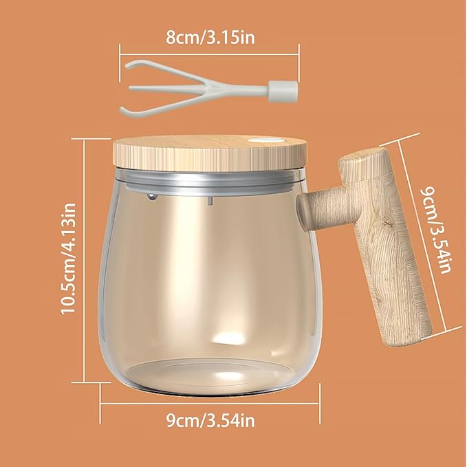 Self Stirring Mug, Electric Mixing Cup Self Stirring Coffee Mug High Borosilicate Glass Mixing Coffee Mug Rotating Home Office Travel Stirring Cup Suitable for Coffee/Milk/Protein Powder