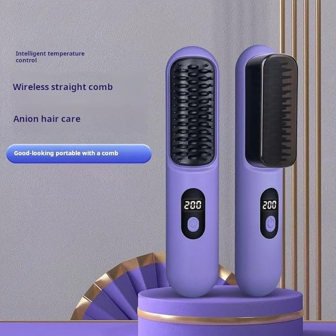 Digital WireLess Straight Hair Comb Portable Hair Straightner losn lasting endurance portable hair comb mini hair comb (Pink)