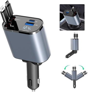 Retractable Car Charger 4 in 1 Fast Charging