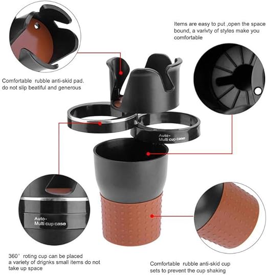 Multifunctional Car Cup Holder - Vehicle-Mounted Water Cup Drink Holder Dual Cup Mount Extender Organizer 360° Rotating Base Adjustable (A)