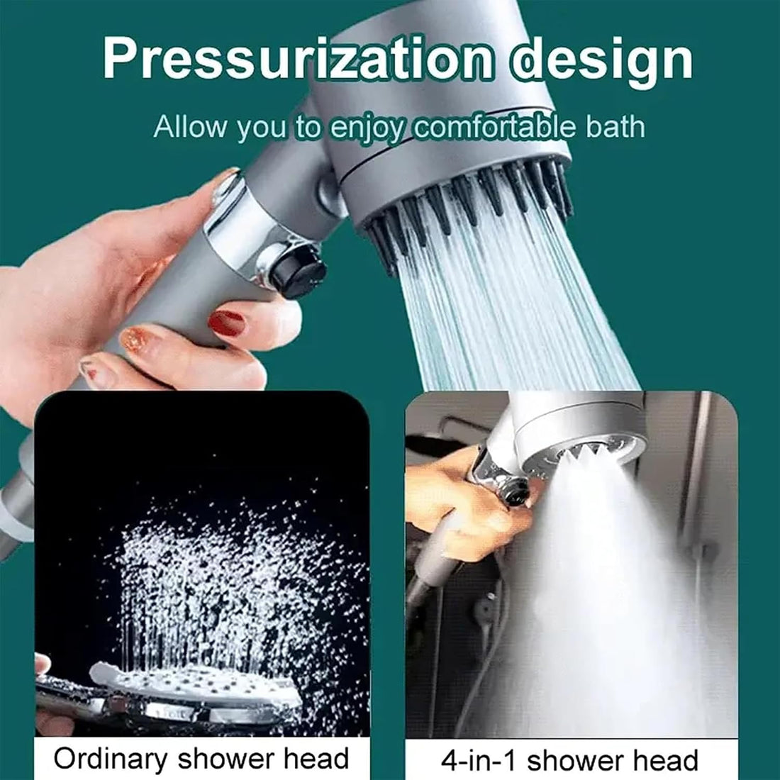 Miurixo Multifunctional Massage Shower, High-Pressure Handheld Shower Head Set, One-Button Switch 3 Modes Massage and Skin Beauty Shower, Showerhead Sprayer with Filter (Gray)