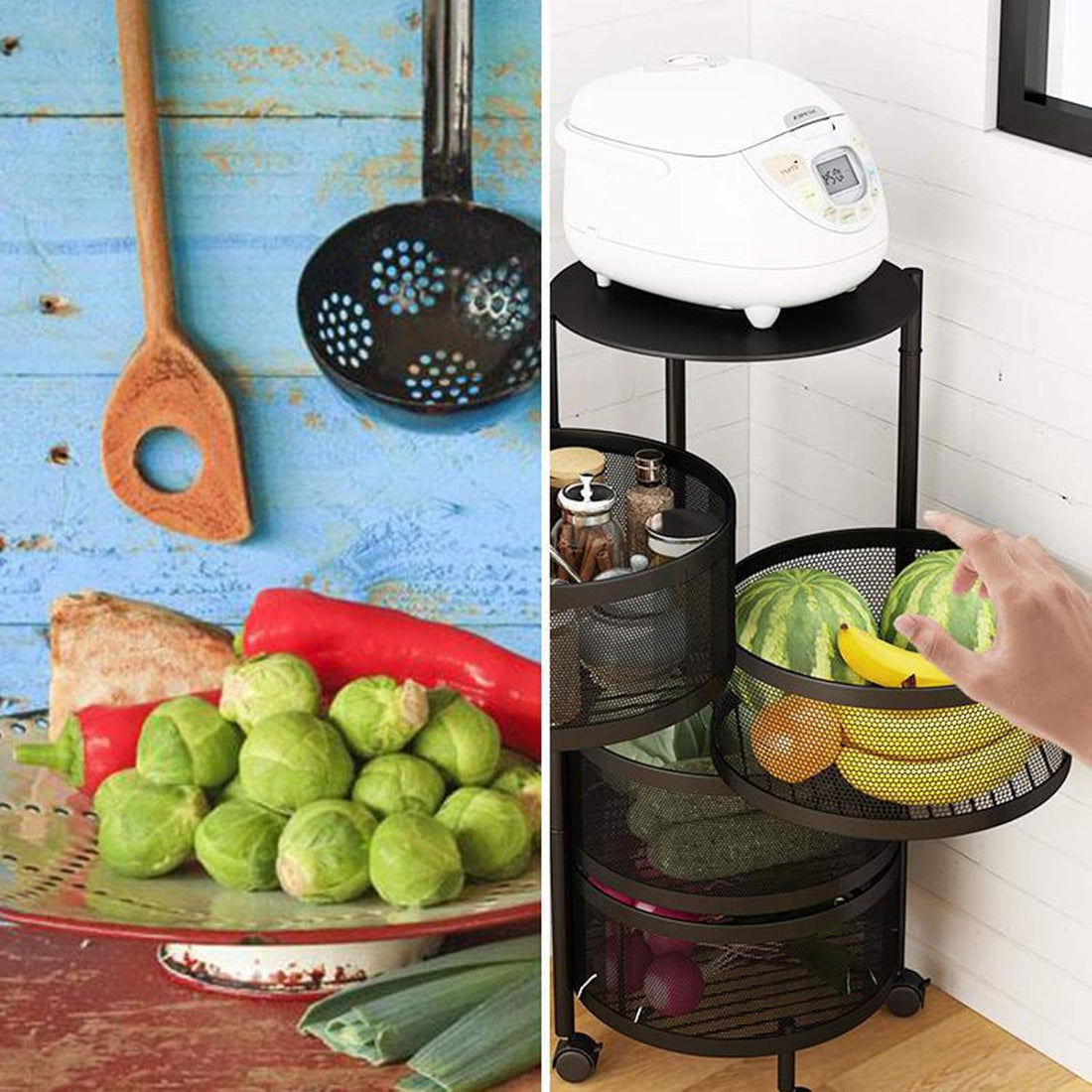 Rotating Kitchen Storage Rack - Easy Assembly, Multi-Layer Fruit And Vegetable Organizer, Suitable for Home