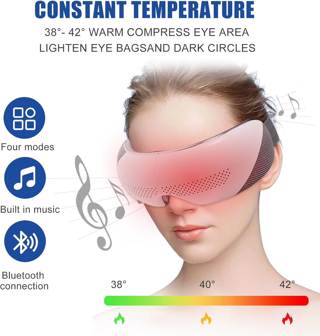 Eye Massager with Heat and Vibration Eye Protector Rechargeable Eye mask to Relieve Eye Fatigue and Dark Circles