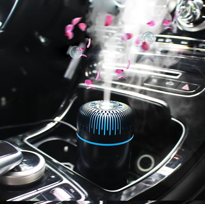 Car Diffuser, USB Plug-in 100ml Mini Humidifier Essential Oil Diffuser Car Freshener Aromatherapy Diffuser(Black)