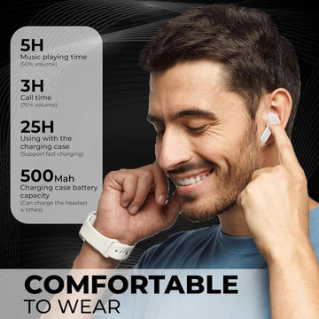 5.3 Wireless Bluetooth Transparent Earbuds- Noise Reduction Cordless Earbuds With Microphone - Best Stereo Headphones With Led Power Display -Cordless earbuds.