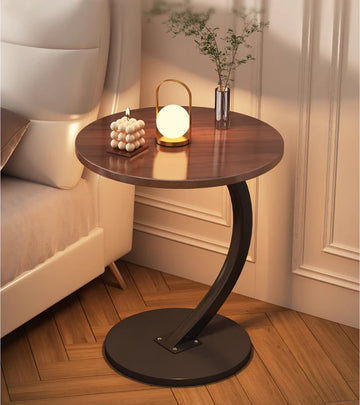 Sofa Side Table, Bedside End Table, C Shaped End Table, Laptop Coffee and Snack Side Tables, Home Side Tables for Small Spaces, Minimalist Small Side TableBrown