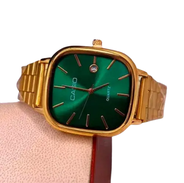 Green Watch : Quartz Classic Watch For Men & Women Green and Gold