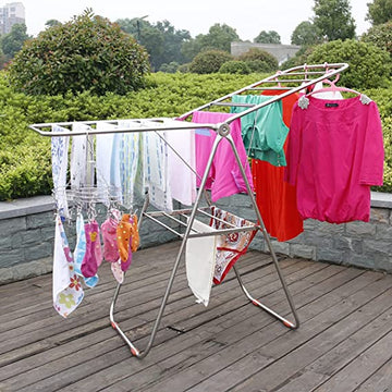 Portable Cloth Dryer Rack Stands with Adjustable Height L150*W60*H142cm Indoor and Outdoor Reliable & Lightweight Stand-Up Cloth Dryer Rack